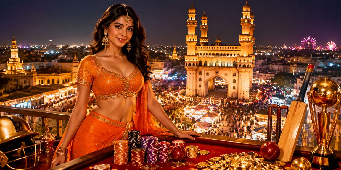 Hyderabad Charminar cricket betting scene Hyderabad Charminar red gold festive cricket betting