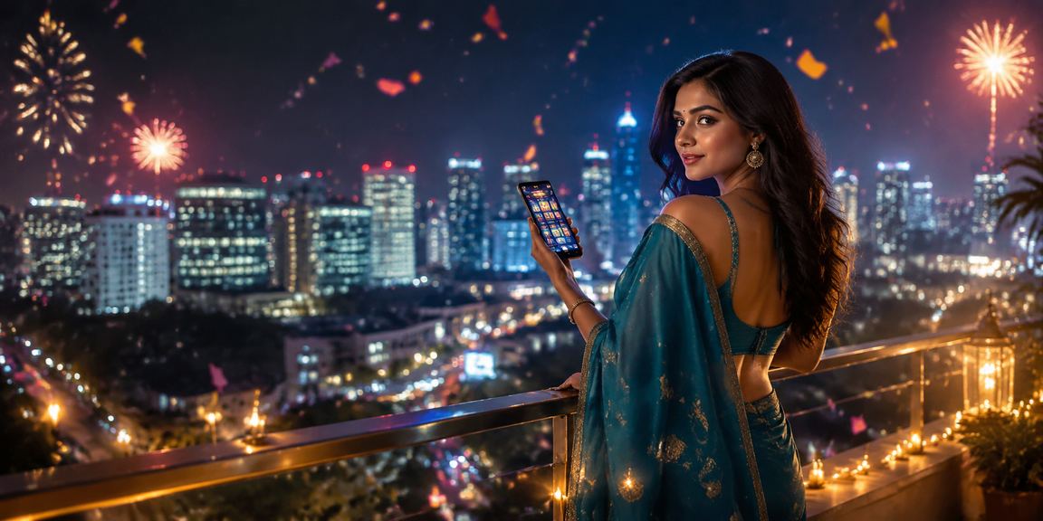 User enjoying mobile casino games in saree in India